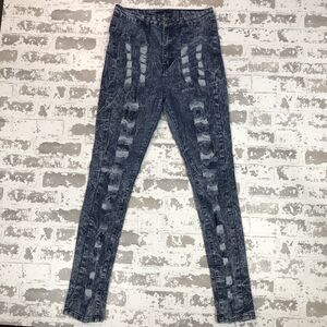 Vibrant M.I.U. Womens 13/14 Jeans Acid Wash Distressed Grunge High Rise Skinny